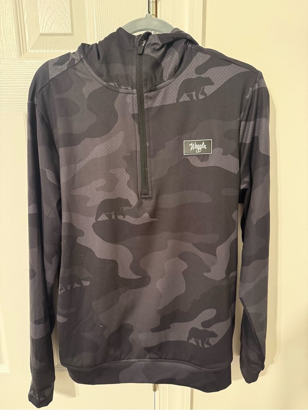 Waggle Gold Co. Black & Charcoal Camo Half-Zip Hoodie